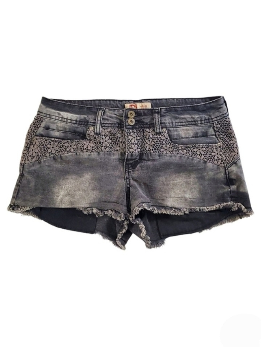 2070 * Lei Ashley Lowrise Crochet Overlay Shorts Black Size 9